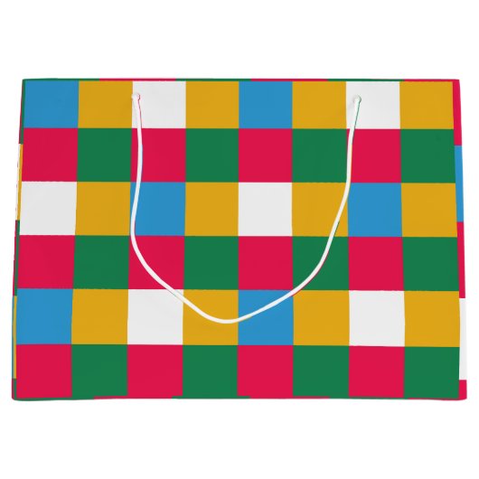 Kleurrijk feestelijk schaakbord groot cadeauzakje (Voorkant)