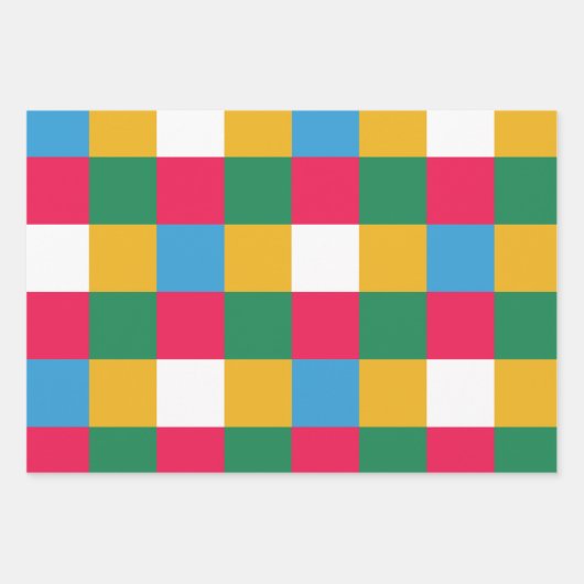 Kleurrijk feestelijk schaakbord inpakpapier vel (Voorkant 2)