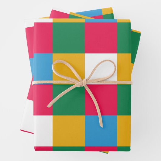 Kleurrijk feestelijk schaakbord inpakpapier vel (In situ)