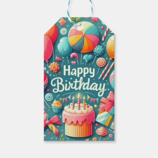 Kleurrijk & Feestelijk Verjaardagsfeest Cadeaulabel (Voorkant)