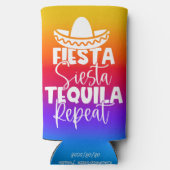 Kleurrijk feestje aangepast seltzer blikjeskoeler (Achterkant)