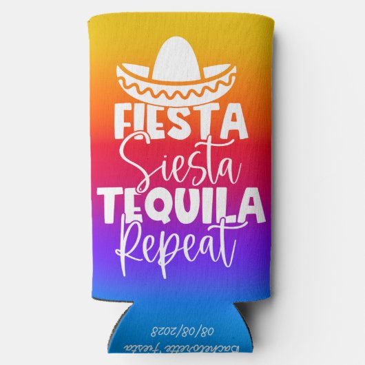 Kleurrijk feestje op maat seltzer blikjeskoeler (Achterkant)