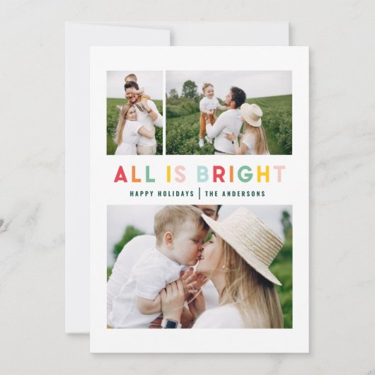 kleurrijk felle 3 collage voor moderne kerstmis feestdagenkaart (Voorkant)