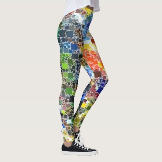 Kleurrijk Festive Floating Tegel Artwork Leggings (Rechts)