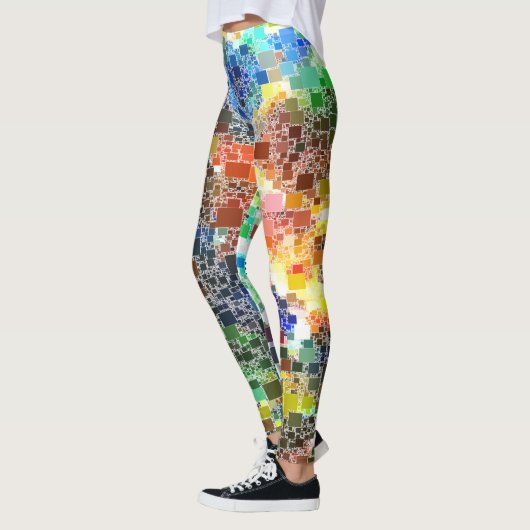 Kleurrijk Festive Floating Tegel Artwork Leggings (Links)