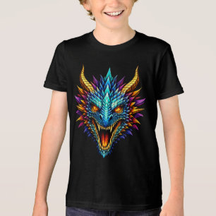 Kleurrijk Fierce Drakenkop Fantasie Kunst Tri-Blend Shirt