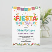 Kleurrijk Fiesta Baby shower Kaart (Staand voorkant)