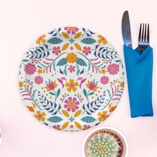 Kleurrijk Fiesta Floral Baby shower Papieren Bordje