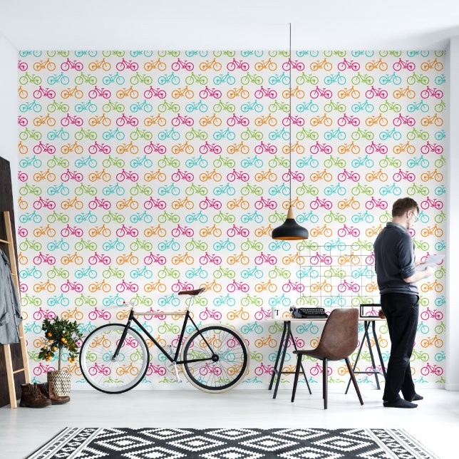 Kleurrijk Fietsontwerp Behang (Woonkamer)