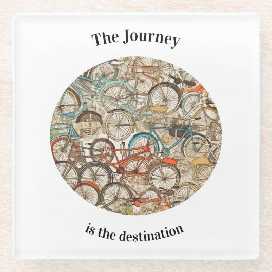 Kleurrijk Fietspatroon aanpasbaar Glazen Onderzetter (Voorkant)