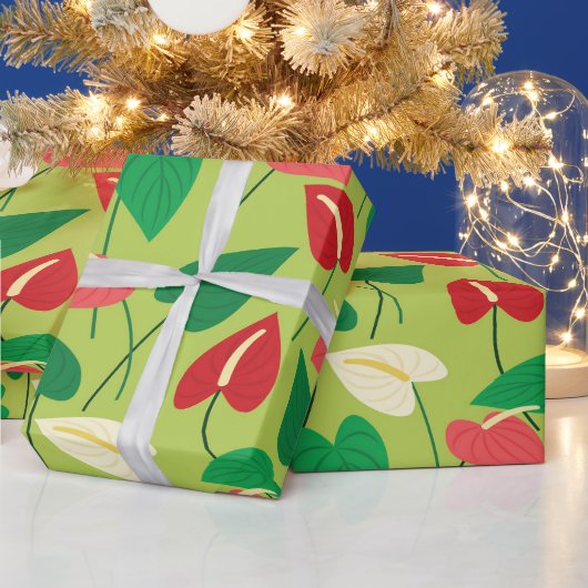 Kleurrijk flamingo bloemen patroon omhulsel papier (Feestdagen)