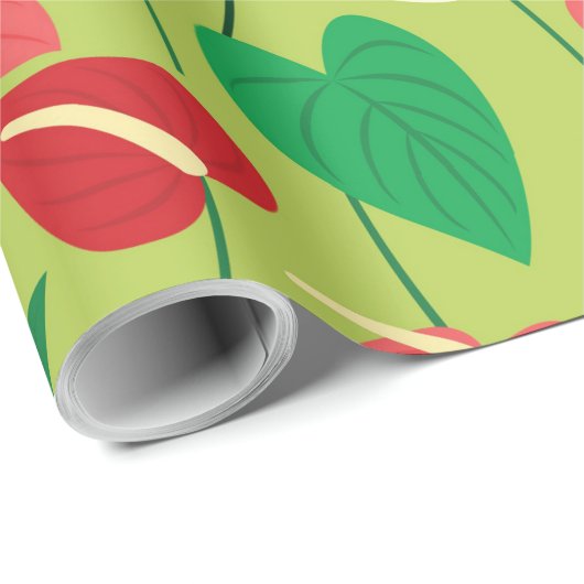 Kleurrijk flamingo bloemen patroon omhulsel papier (Rol Hoek)