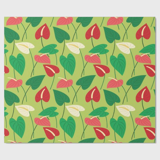 Kleurrijk flamingo bloemen patroon omhulsel papier (Vlak)