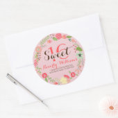 Kleurrijk flesje met roze zoete 16 ronde sticker (Envelop)