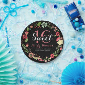 Kleurrijk flesje met zwarte zoete 16 papieren bordje (Feest)