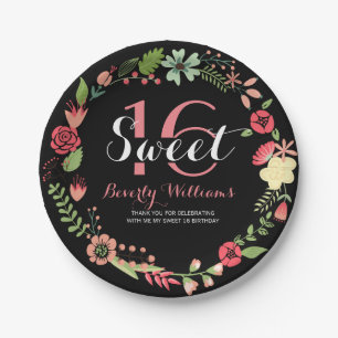 Kleurrijk flesje met zwarte zoete 16 papieren bordje