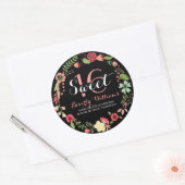 Kleurrijk flesje met zwarte zoete 16 ronde sticker (Envelop)