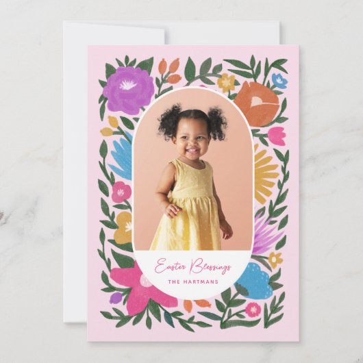  kleurrijk flesje Ovaal Lijst FotoPasen Feestdagenkaart (Voorkant)