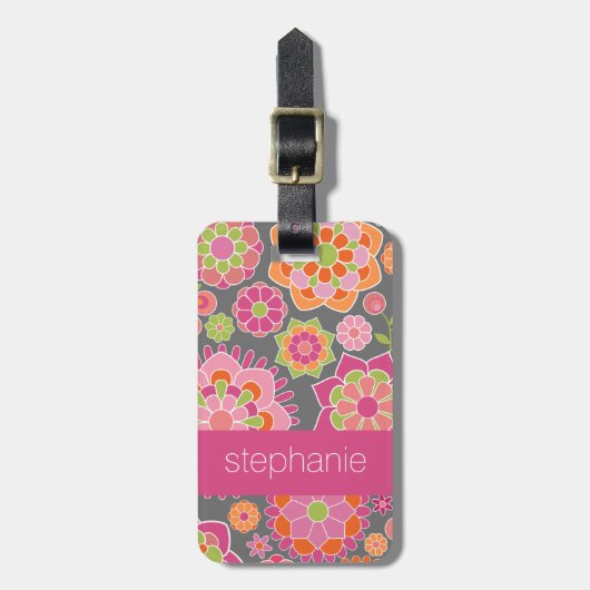 Kleurrijk flessenpatroon - Aangepaste naam Bagagelabel (Voorkant verticaal)