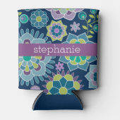 Kleurrijk flessenpatroon - Aangepaste naam Blikjeskoeler (Voorkant)