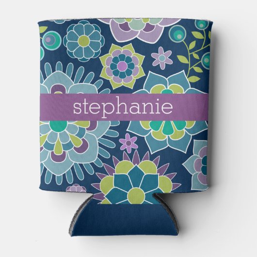 Kleurrijk flessenpatroon - Aangepaste naam Blikjeskoeler (Voorkant)