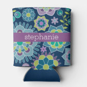 Kleurrijk flessenpatroon - Aangepaste naam Blikjeskoeler (Achterkant)