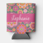 Kleurrijk flessenpatroon - Aangepaste naam Blikjeskoeler (Voorkant)