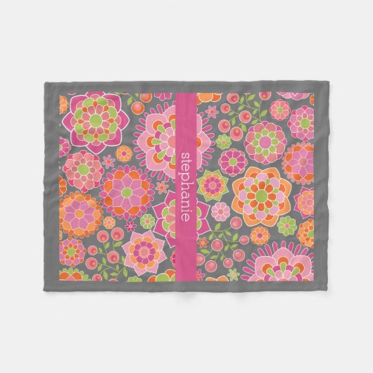 Kleurrijk flessenpatroon - Aangepaste naam Fleece Deken (Voorkant (Horizontaal))