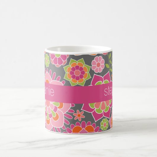 Kleurrijk flessenpatroon - Aangepaste naam Koffiemok (Center)