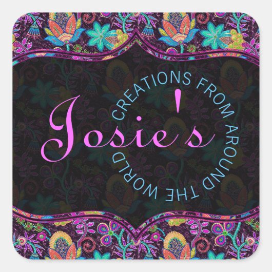 Kleurrijk flessenpatroonglas ziet er uit vierkante sticker (Voorkant)