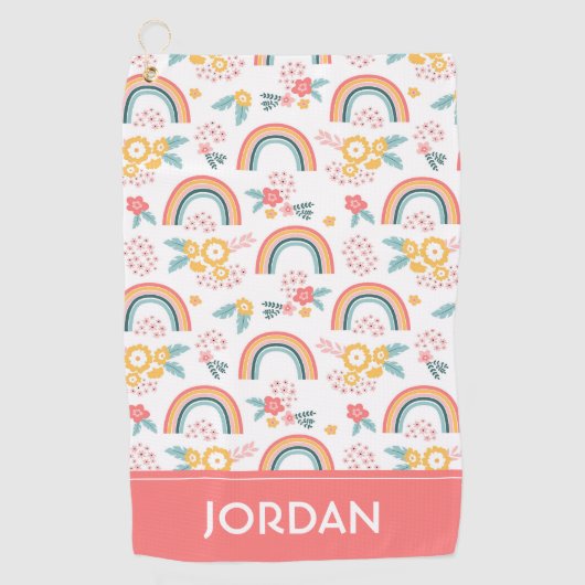 Kleurrijk flessenregenboogpatroon golfhanddoek (Voorkant)