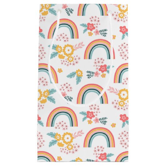 Kleurrijk flessenregenboogpatroon klein cadeauzakje (Voorkant)