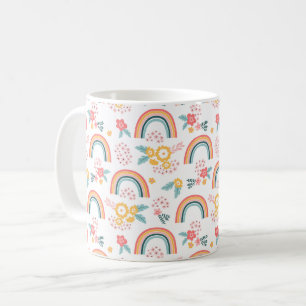 Kleurrijk flessenregenboogpatroon koffiemok