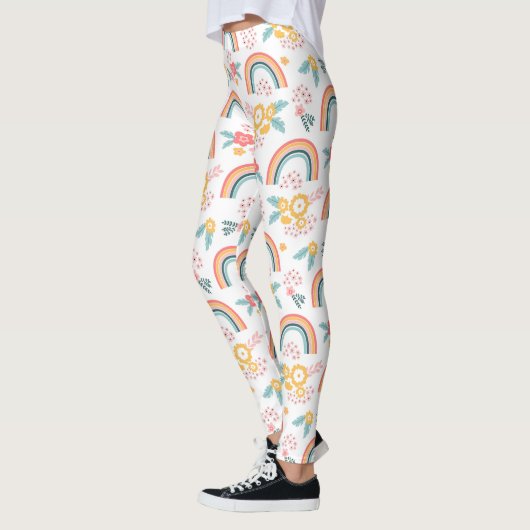 Kleurrijk flessenregenboogpatroon leggings (Links)