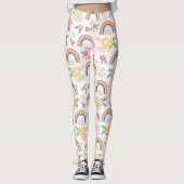 Kleurrijk flessenregenboogpatroon leggings (Voorkant)