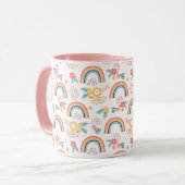 Kleurrijk flessenregenboogpatroon mok (Voorkant links)
