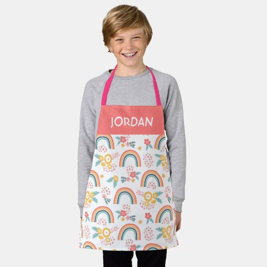 Kleurrijk flessenregenboogpatroon schort (Gedragen)