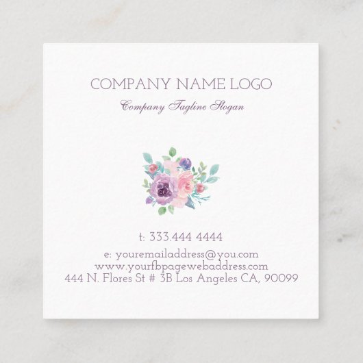 Kleurrijk floraal lijst vierkante visitekaartje (Achterkant)
