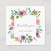 Kleurrijk floraal lijst vierkante visitekaartje (Voorkant)