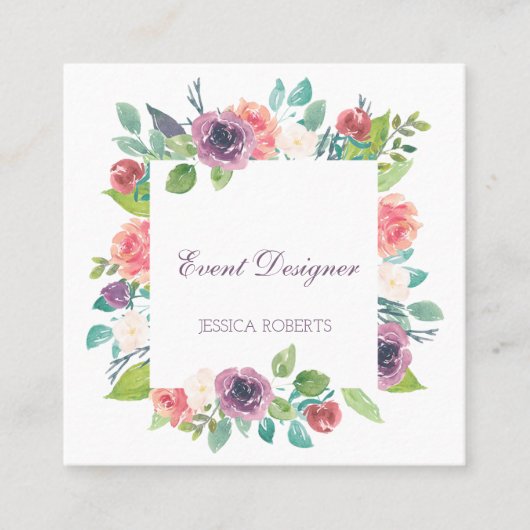 Kleurrijk floraal lijst vierkante visitekaartje