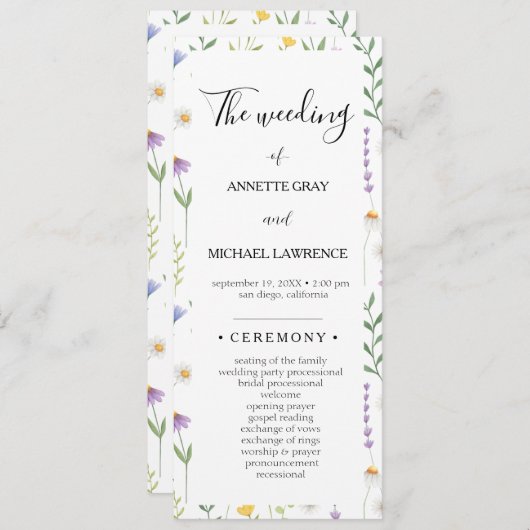 Kleurrijk Floral bruiloft ceremonie programma (Voorkant / Achterkant)