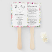 Kleurrijk Floral bruiloft ceremonie programma Handwaaier (Voorkant en achterkant)