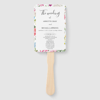Kleurrijk Floral bruiloft ceremonie programma Handwaaier