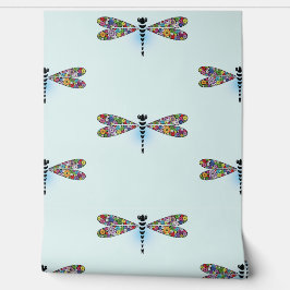 Kleurrijk Floral Dragonflies Design Behang