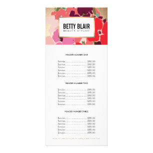 Kleurrijk Floral Gold Elegant Salon Price List Men Reclamekaart