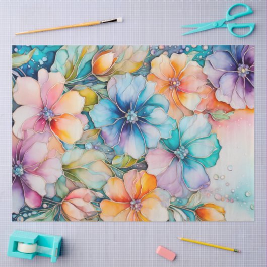 Kleurrijk Floral Ink Art Tissue Papier (Craft)