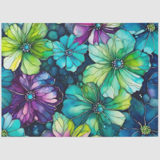 Kleurrijk Floral Ink Art Tissue Papier (Voorkant)