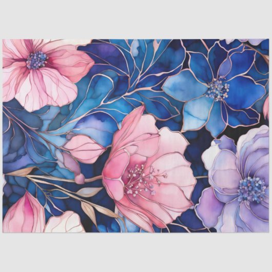 Kleurrijk Floral Ink Art Tissue Papier (Voorkant)