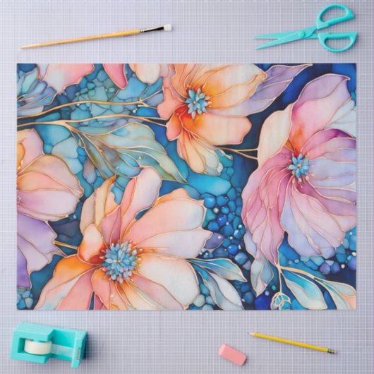 Kleurrijk Floral Ink Art Tissue Papier (Craft)