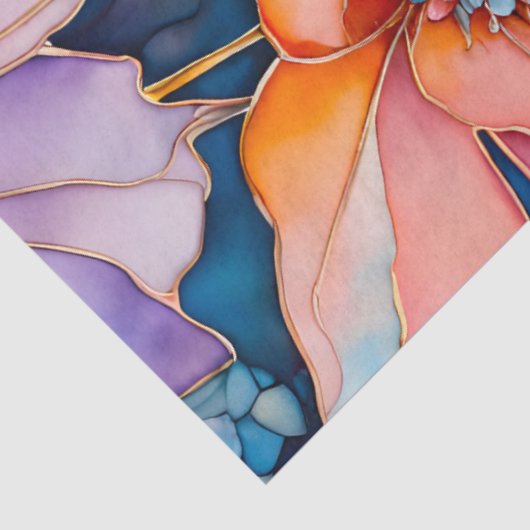 Kleurrijk Floral Ink Art Tissue Papier (Detail)